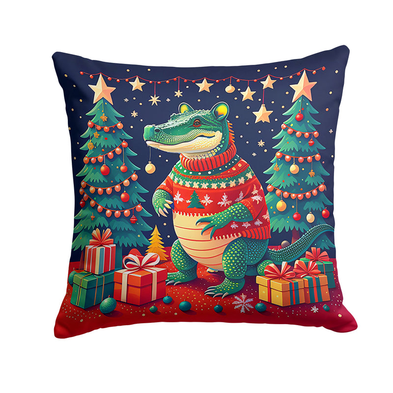 Alligator Christmas Fabric Decorative Pillow