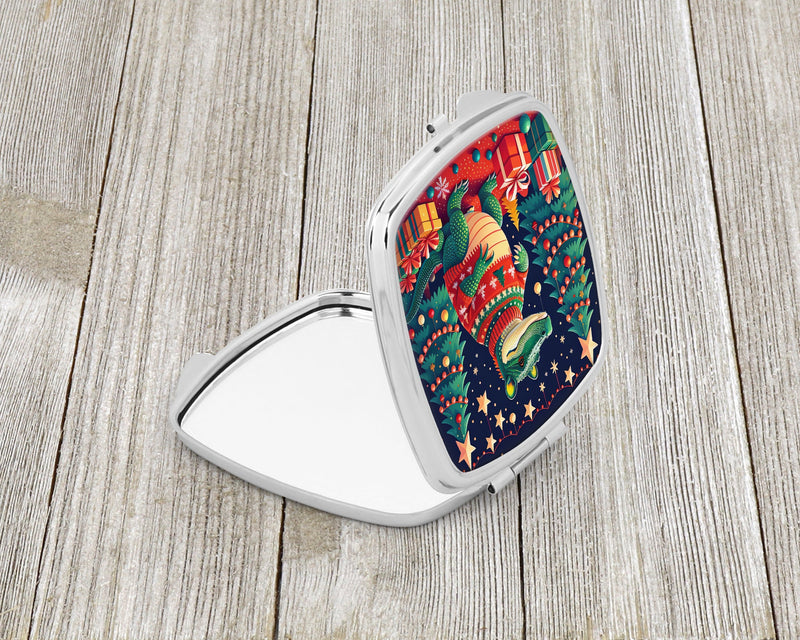 Alligator Christmas Compact Mirror – Stylish Purse Mirror with Artistic Covers