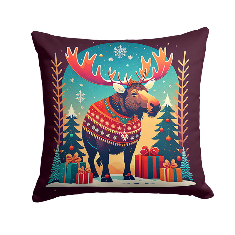 Moose Christmas Throw Pillow - 14x14 Decorative Pillow – Art for Your Home & Patio