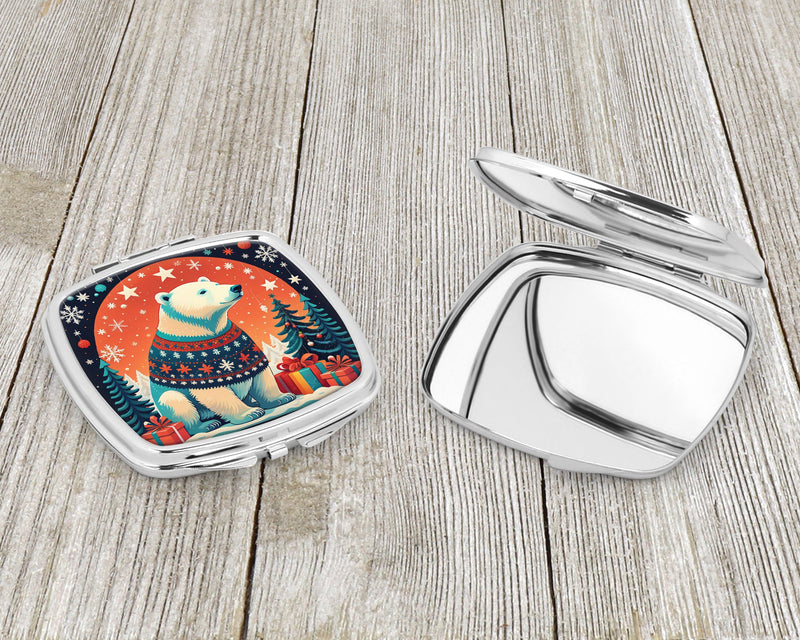 Polar Bear Christmas Compact Mirror – Stylish Purse Mirror with Artistic Covers
