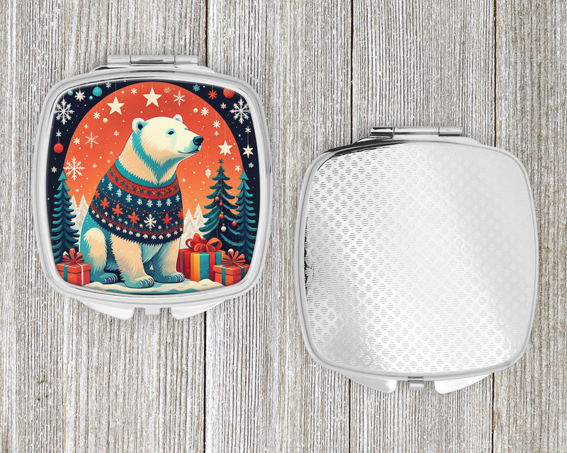 Polar Bear Christmas Compact Mirror – Stylish Purse Mirror with Artistic Covers