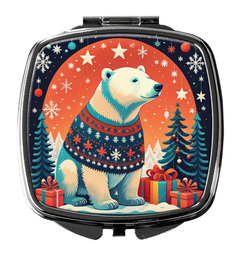 Polar Bear Christmas Compact Mirror – Stylish Purse Mirror with Artistic Covers
