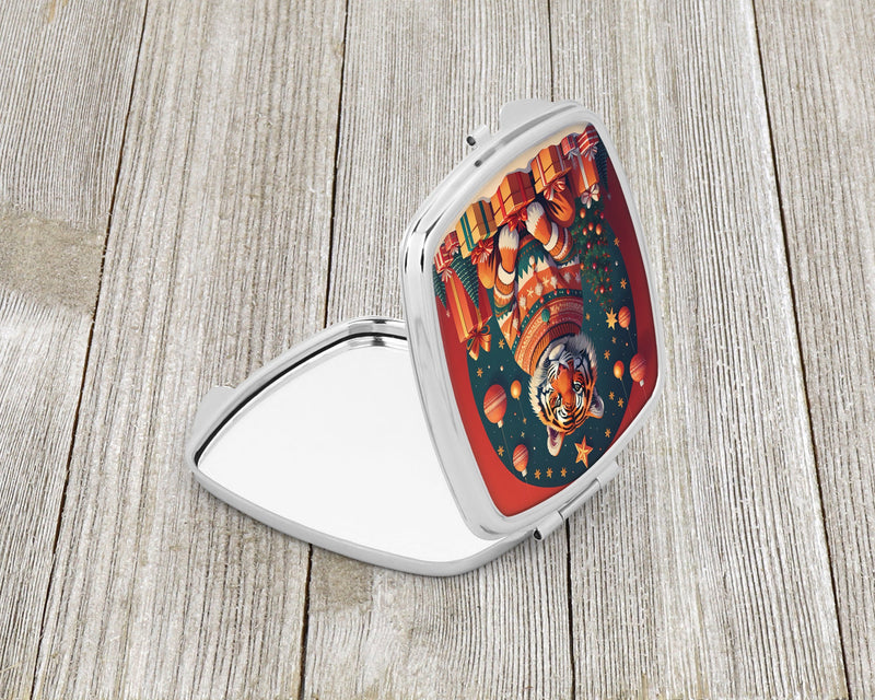 Tiger Christmas Compact Mirror – Stylish Purse Mirror with Artistic Covers