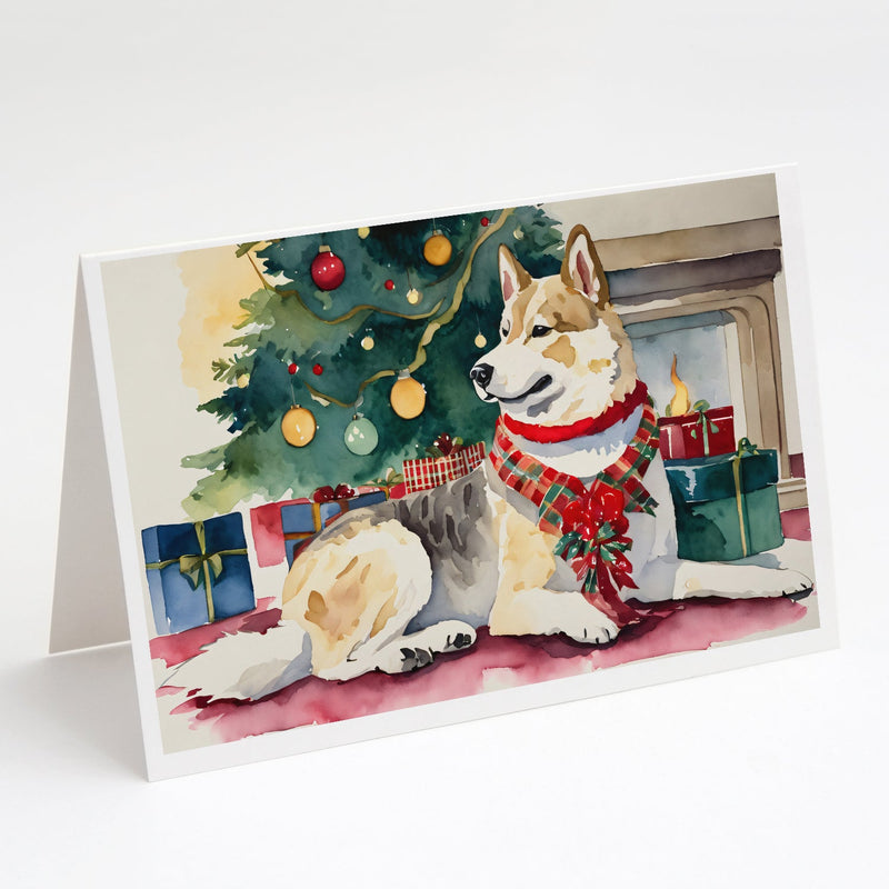 Akita Christmas Greeting Cards and Envelopes Pack of 8