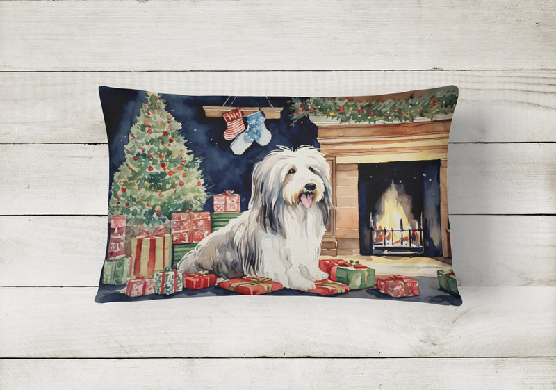 Bearded Collie Christmas Fabric Decorative Pillow