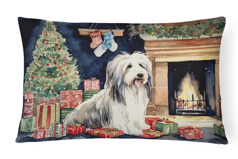 Bearded Collie Christmas Fabric Decorative Pillow