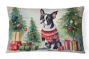 Boston Terrier Christmas Fabric Decorative Pillow