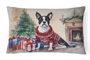Boston Terrier Christmas Fabric Decorative Pillow