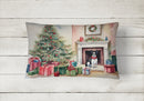 Boston Terrier Christmas Fabric Decorative Pillow