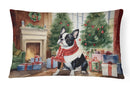 Boston Terrier Christmas Fabric Decorative Pillow