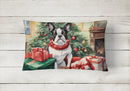 Boston Terrier Christmas Fabric Decorative Pillow
