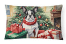 Boston Terrier Christmas Fabric Decorative Pillow
