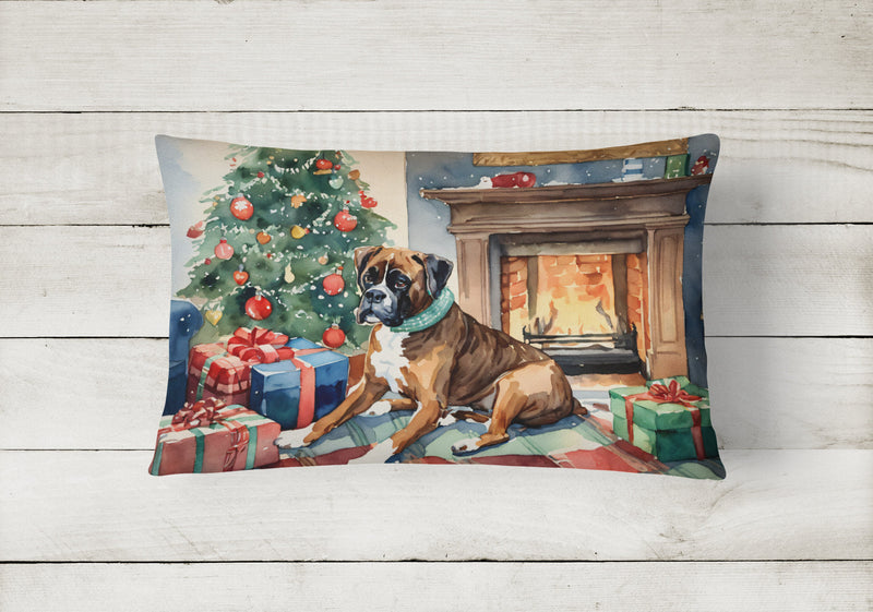 Fawn Boxer Christmas Fabric Decorative Pillow