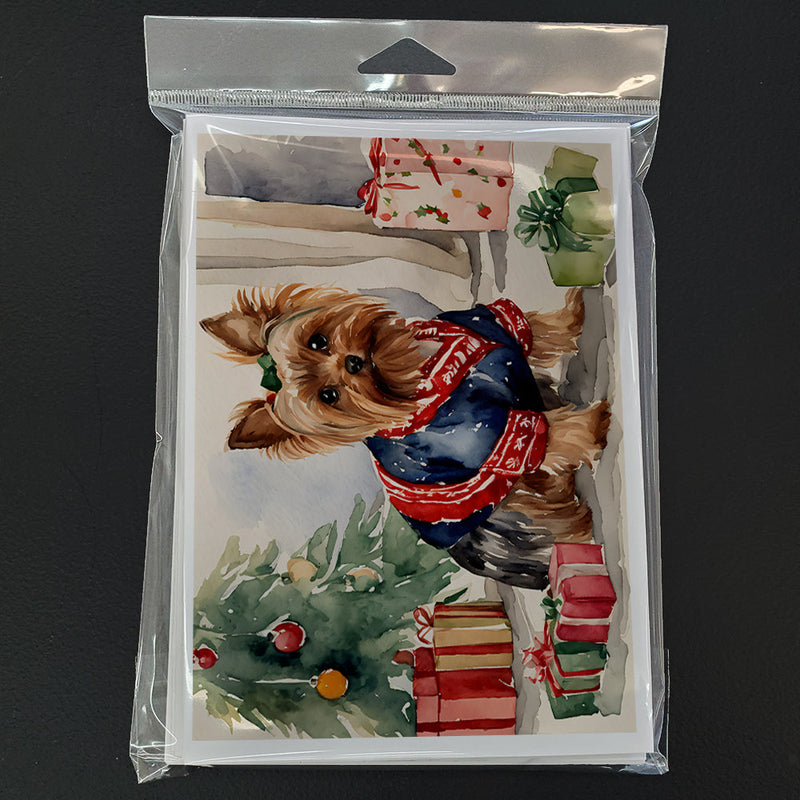 Yorkie Christmas Greeting Cards and Envelopes Pack of 8