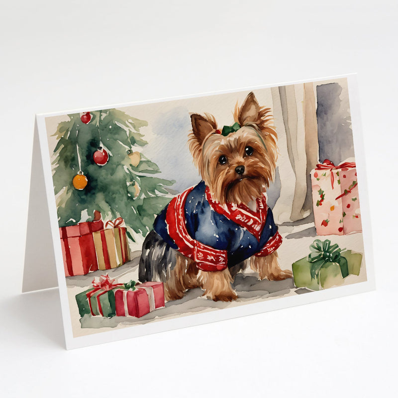 Yorkie Christmas Greeting Cards and Envelopes Pack of 8