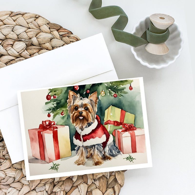 Yorkie Christmas Greeting Cards and Envelopes Pack of 8