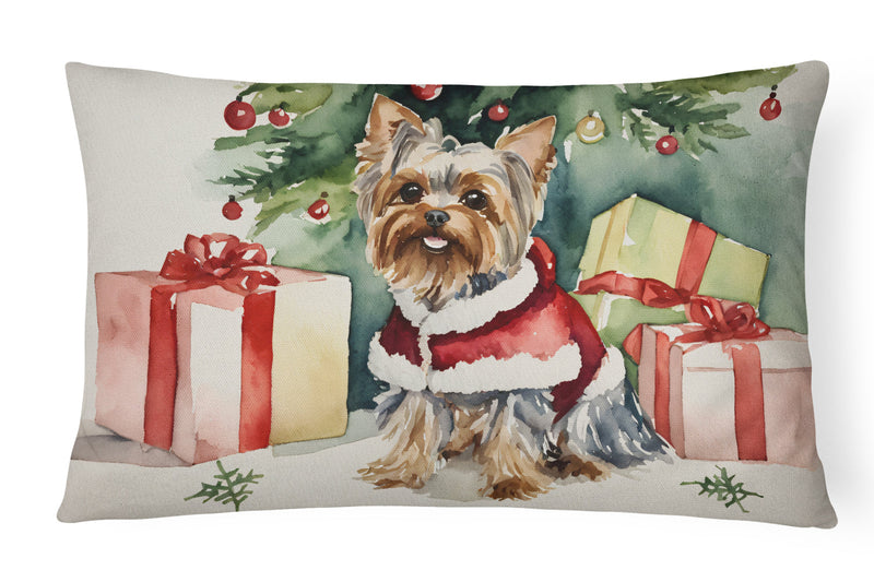 Yorkie Christmas Fabric Decorative Pillow