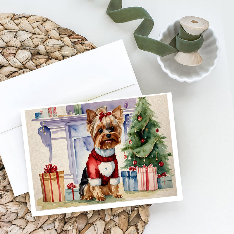 Yorkie Christmas Greeting Cards and Envelopes Pack of 8