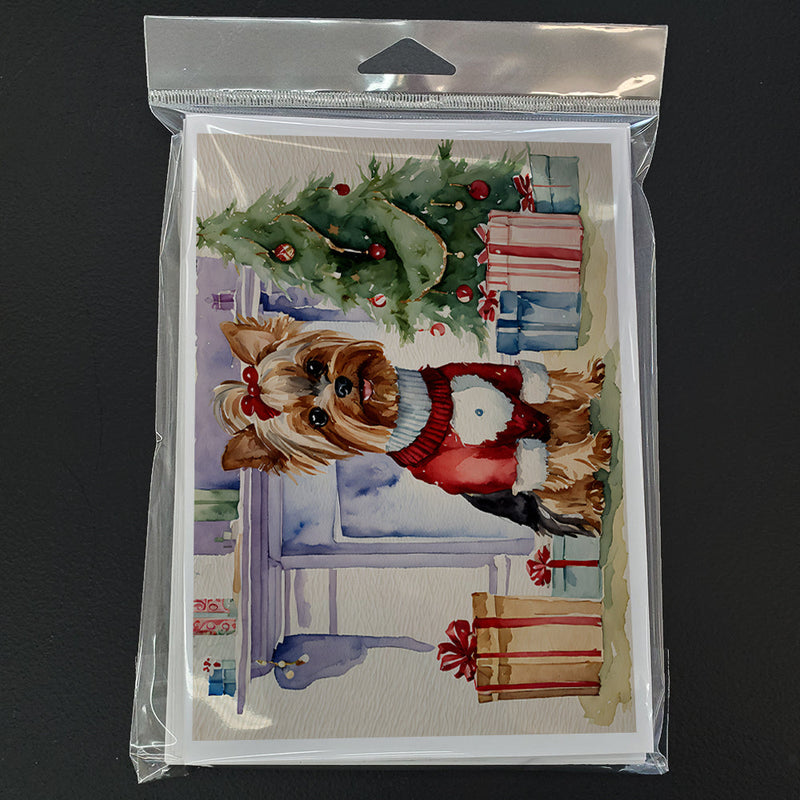 Yorkie Christmas Greeting Cards and Envelopes Pack of 8