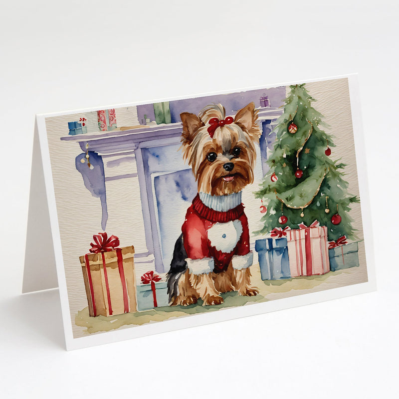 Yorkie Christmas Greeting Cards and Envelopes Pack of 8