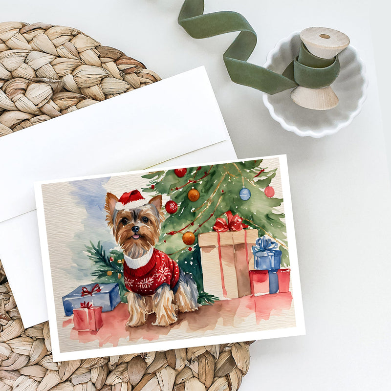 Yorkie Christmas Greeting Cards and Envelopes Pack of 8