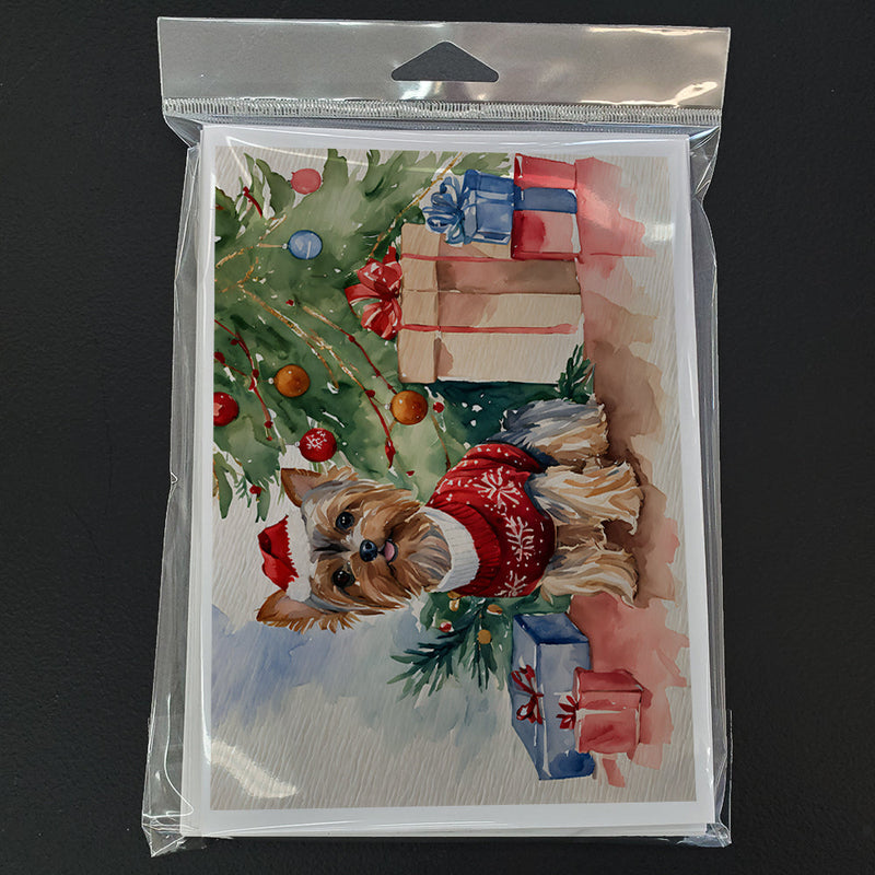 Yorkie Christmas Greeting Cards and Envelopes Pack of 8