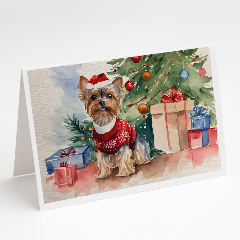 Yorkie Christmas Greeting Cards and Envelopes Pack of 8