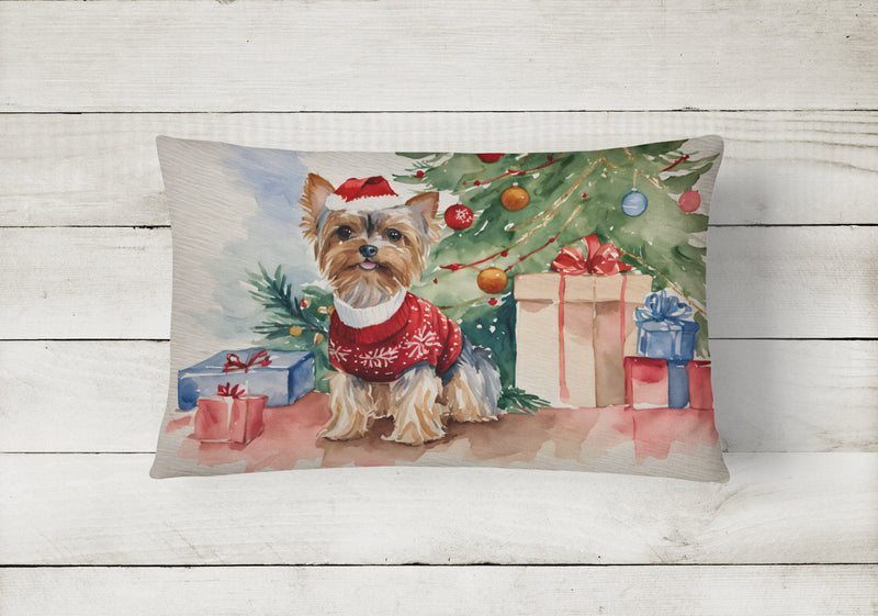 Yorkie Christmas Fabric Decorative Pillow