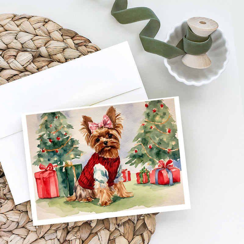 Yorkie Christmas Greeting Cards and Envelopes Pack of 8