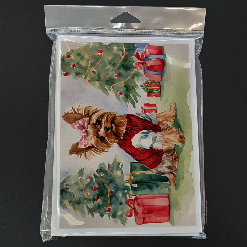 Yorkie Christmas Greeting Cards and Envelopes Pack of 8