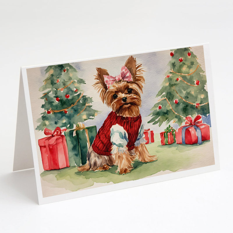 Yorkie Christmas Greeting Cards and Envelopes Pack of 8