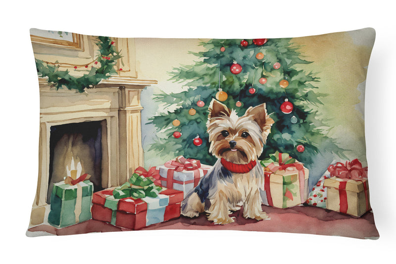 Yorkie Christmas Fabric Decorative Pillow