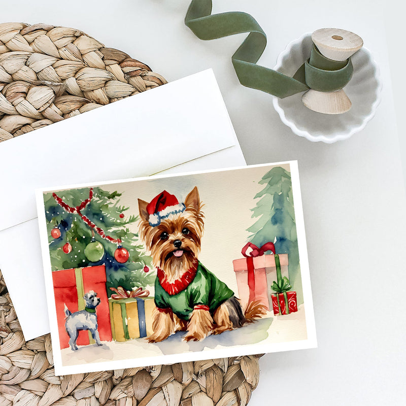 Yorkie Christmas Greeting Cards and Envelopes Pack of 8