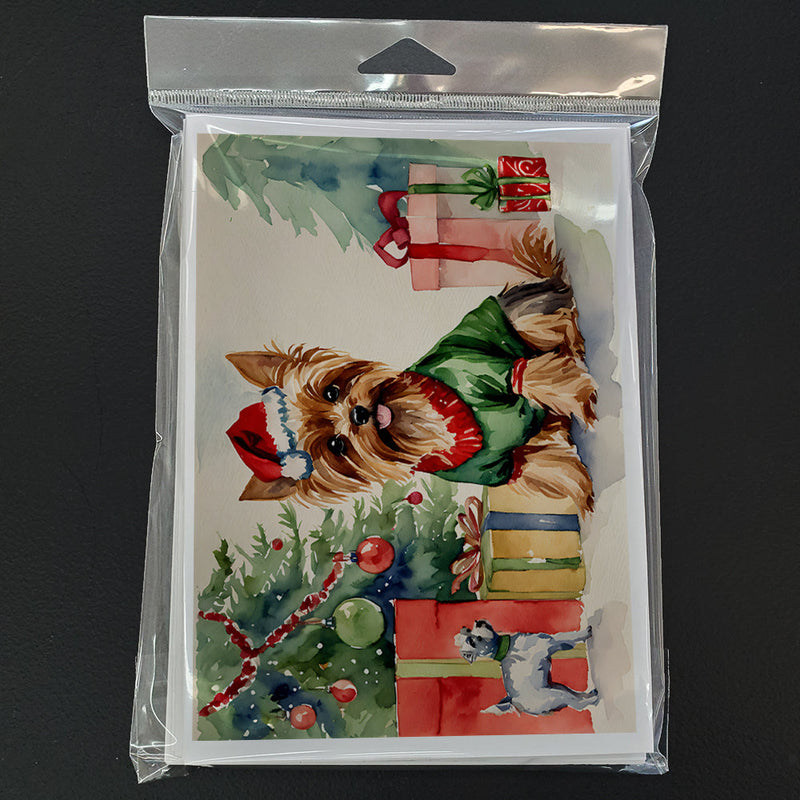 Yorkie Christmas Greeting Cards and Envelopes Pack of 8