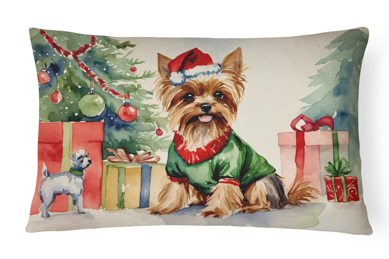 Yorkie Christmas Fabric Decorative Pillow