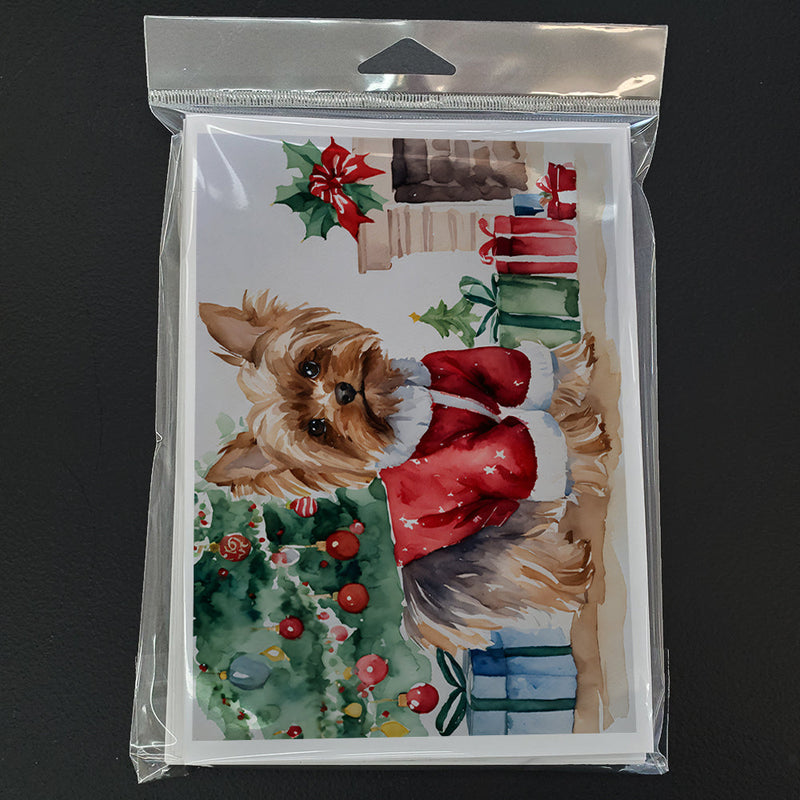 Yorkie Christmas Greeting Cards and Envelopes Pack of 8