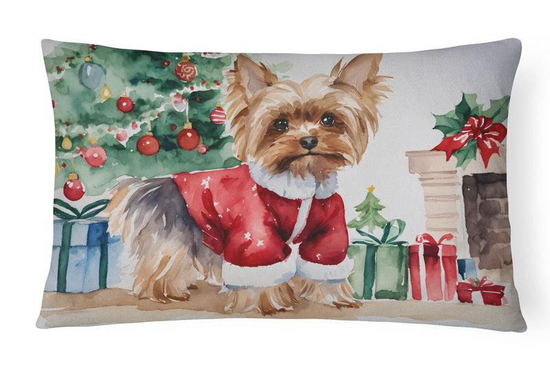 Yorkie Christmas Fabric Decorative Pillow