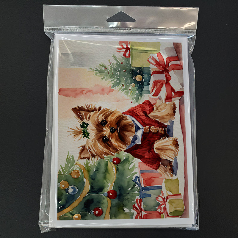 Yorkie Christmas Greeting Cards and Envelopes Pack of 8