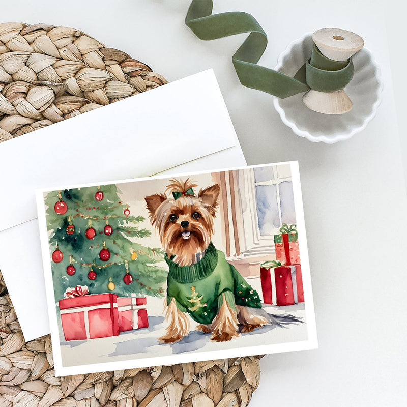 Yorkie Christmas Greeting Cards and Envelopes Pack of 8