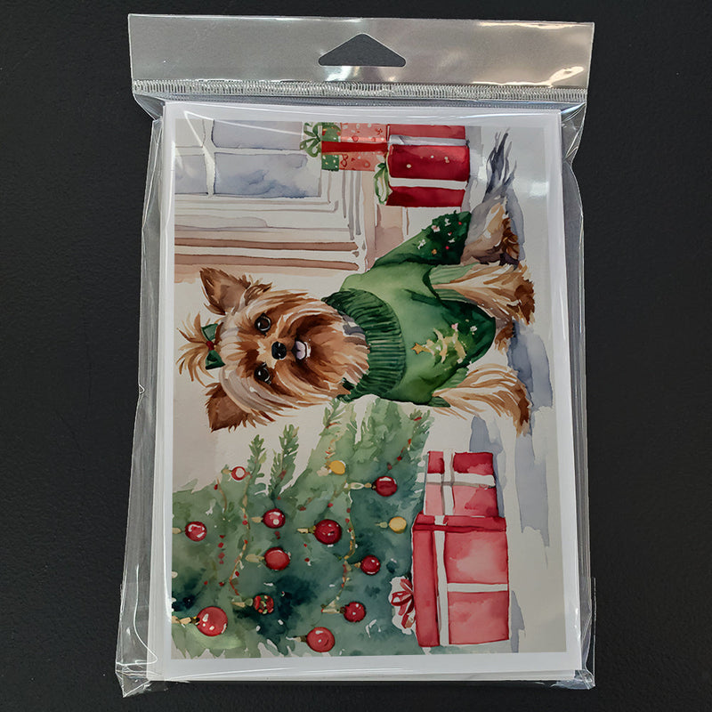 Yorkie Christmas Greeting Cards and Envelopes Pack of 8