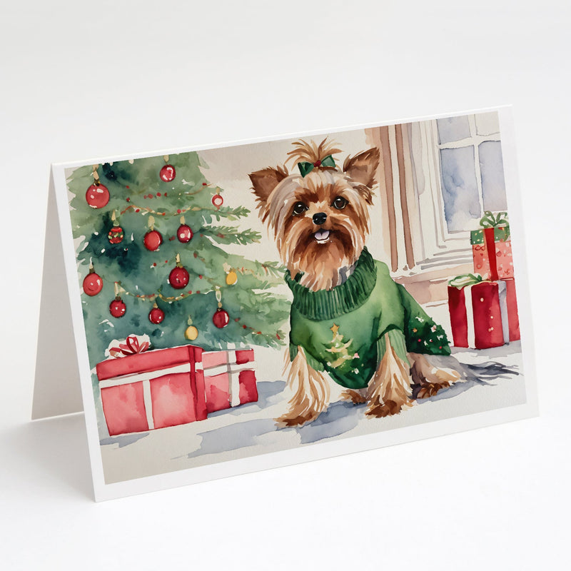 Yorkie Christmas Greeting Cards and Envelopes Pack of 8