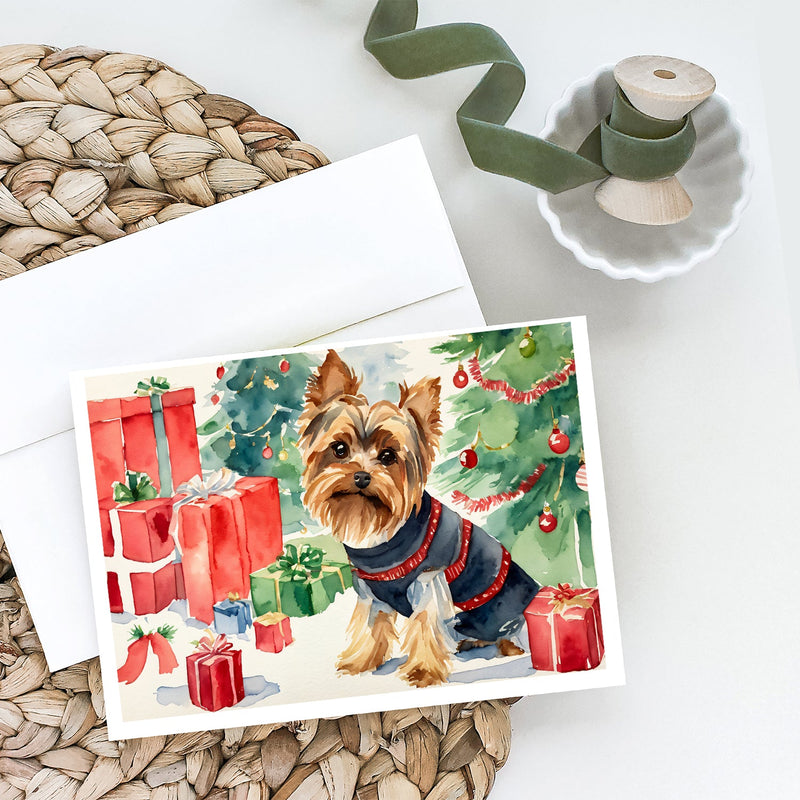 Yorkie Christmas Greeting Cards and Envelopes Pack of 8