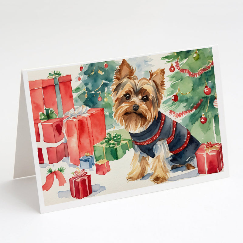 Yorkie Christmas Greeting Cards and Envelopes Pack of 8