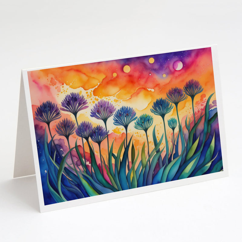 Agapanthus in Color Greeting Cards and Envelopes Pack of 8