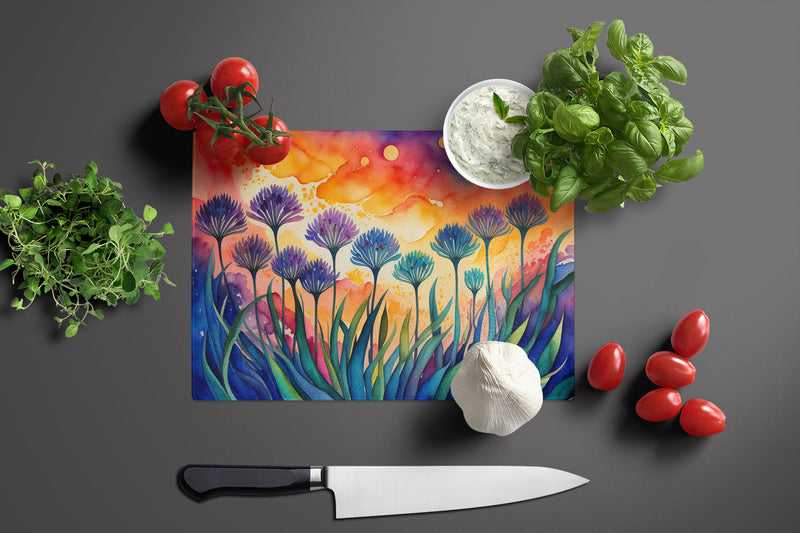 Agapanthus in Color Glass Cutting Board Large