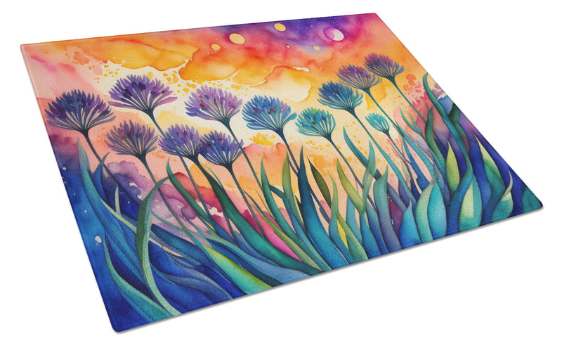 Agapanthus in Color Glass Cutting Board Large