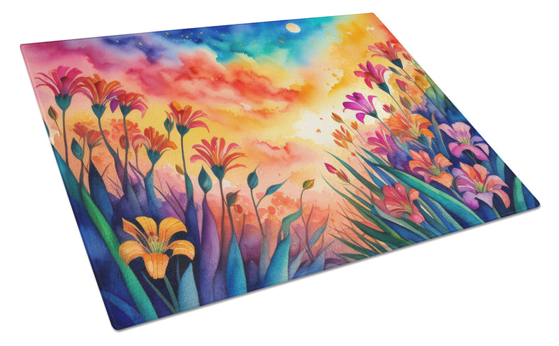 Alstroemerias in Color Glass Cutting Board Large