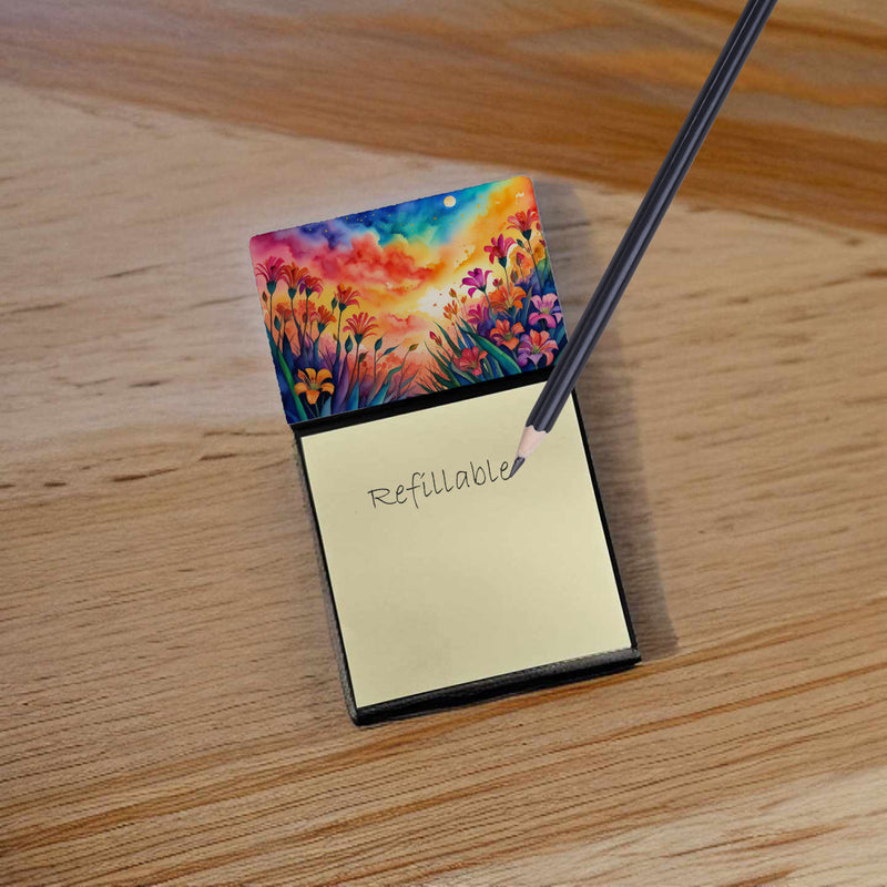 Alstroemerias in Color Sticky Note Holder- Refiilable Desk Accessory Note Pad