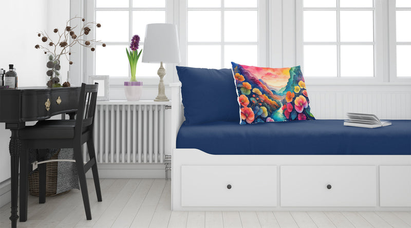 Begonias in Color Fabric Standard Pillowcase – Artistic Decorative Front, White Back