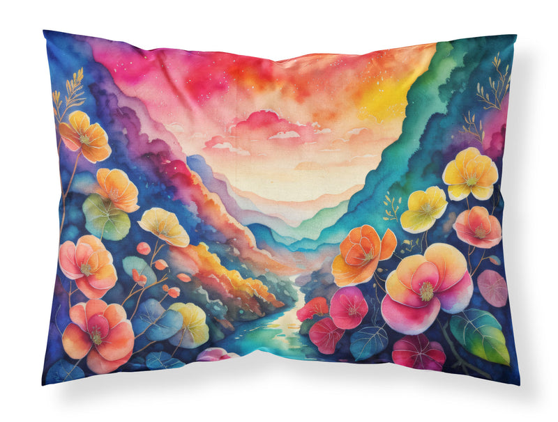 Begonias in Color Fabric Standard Pillowcase – Artistic Decorative Front, White Back